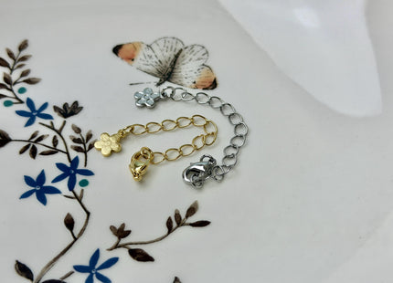 One Piece 10mm 14K Gold Filled Brass Lobster Clasp Finding With Jump Ring 2 Inch Extender Chain Flower Design #10384