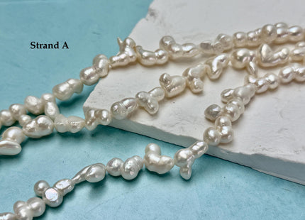 6-12x8-16 mm Natural White Irregular Nugget Freshwater Pearl Beads Peanut Shape Pearls #P3408