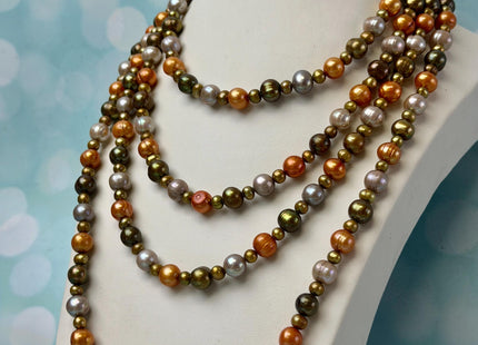 72 inches 5-9mm Multi Color and Potato Shape Freshwater Pearl Necklaces Long Pearl Necklace #846