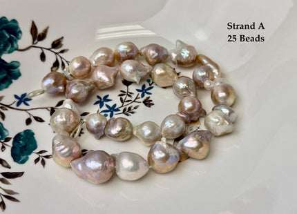 One-Of-A-Kind 11-21 mm AA Large Baroque Pearl Beads High Luster Natural Pink and White Baroque Edison Pearls #P3411