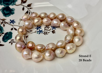 One-Of-A-Kind 11-21 mm AA Large Baroque Pearl Beads High Luster Natural Pink and White Baroque Edison Pearls #P3411