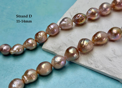 One-Of-A-Kind 11-21 mm AA Large Baroque Pearl Beads High Luster Natural Pink and White Baroque Edison Pearls #P3411