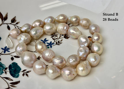One-Of-A-Kind 11-21 mm AA Large Baroque Pearl Beads High Luster Natural Pink and White Baroque Edison Pearls #P3411
