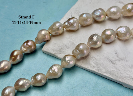 One-Of-A-Kind 11-21 mm AA Large Baroque Pearl Beads High Luster Natural Pink and White Baroque Edison Pearls #P3411