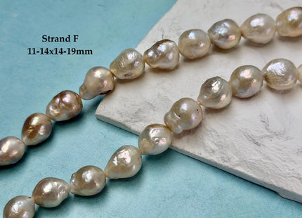 One-Of-A-Kind 11-21 mm AA Large Baroque Pearl Beads High Luster Natural Pink and White Baroque Edison Pearls #P3411