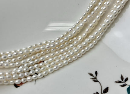 3.5-4x5 mm AAA Natural White or Gray Rice Oval Freshwater Pearl Large 1.0mm Hole High Luster Small Tiny Rice Beads 73 Pieces #P3364