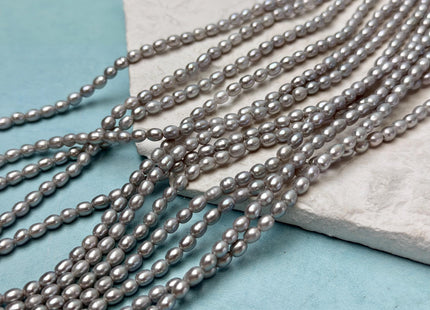 4x5 mm AAA Natural White or Gray Rice Oval Freshwater Pearl Large 1.0mm Hole High Luster Small Tiny Rice Beads 73 Pieces #P3364