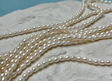 4x5 mm AAA Natural White or Gray Rice Oval Freshwater Pearl Large 1.0mm Hole High Luster Small Tiny Rice Beads 73 Pieces #P3364