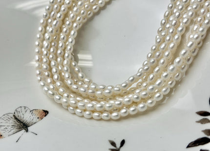 3.5-4x5 mm AAA Natural White or Gray Rice Oval Freshwater Pearl Large 1.0mm Hole High Luster Small Tiny Rice Beads 73 Pieces #P3364