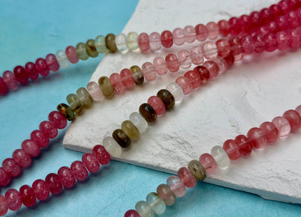 5x8 mm Smooth Rondelle Strawberry Quartz Tiger Eye Gemstone Beads 14.5 Inches Strand #4789