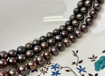 10-11 mm Dark Chocolate Brown Blace Color Off Round Freshwater Pearls 15.5 Inch Strand 37 Beads #P3415