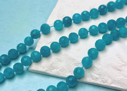 8 mm Faceted Round Matte Blue Color Amazonite Gemstone 14.5 Inches Strand 46 Beads #4804
