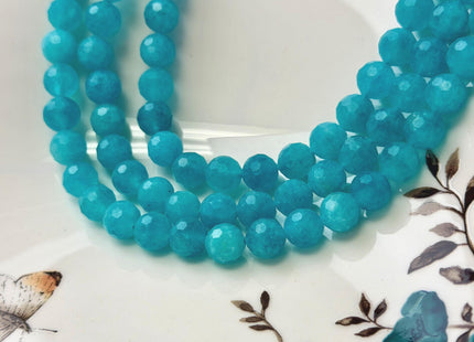 8 mm Faceted Round Matte Blue Color Amazonite Gemstone 14.5 Inches Strand 46 Beads #4804