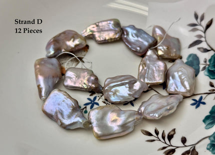 One-Of-A-Kind AAA Very Rare Natural Mauve Pink Seaweed Freshwater Coin Pearl High Luster Jumbo Thick Rectangle Coin Pearls #P3362