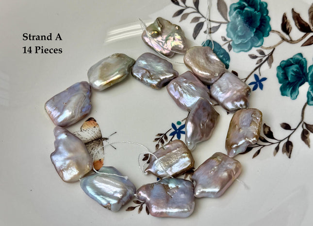 One-Of-A-Kind AAA Very Rare Natural Mauve Pink Seaweed Freshwater Coin Pearl High Luster Jumbo Thick Rectangle Coin Pearls #P3362