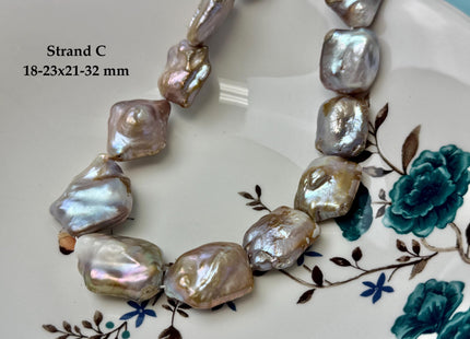 One-Of-A-Kind AAA Very Rare Natural Mauve Pink Seaweed Freshwater Coin Pearl High Luster Jumbo Thick Rectangle Coin Pearls #P3362