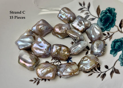 One-Of-A-Kind AAA Very Rare Natural Mauve Pink Seaweed Freshwater Coin Pearl High Luster Jumbo Thick Rectangle Coin Pearls #P3362