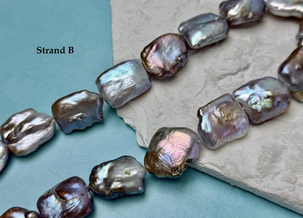 One-Of-A-Kind AAA Very Rare Natural Mauve Pink Seaweed Freshwater Coin Pearl High Luster Jumbo Thick Rectangle Coin Pearls #P3362