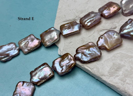 One-Of-A-Kind AAA Very Rare Natural Mauve Pink Seaweed Freshwater Coin Pearl High Luster Jumbo Thick Rectangle Coin Pearls #P3362