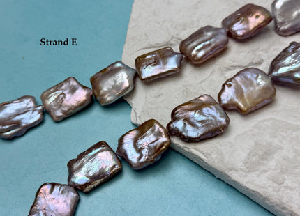 One-Of-A-Kind AAA Very Rare Natural Mauve Pink Seaweed Freshwater Coin Pearl High Luster Jumbo Thick Rectangle Coin Pearls #P3362