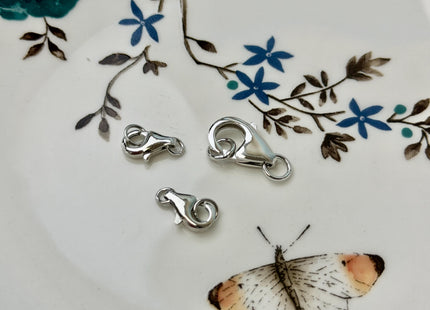 15 mm .925 Sterling Silver Lobster Clasp with Jump Ring, Sterling Silver Findings Clasp, Silver Lobster Clasp with Ring #10335