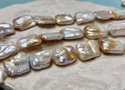 One Piece 18-23 mm Natural White and Seaweed Pink Coin Freshwater Pearl Jumbo Rectangle Square Coin Pearl Beads #P3339