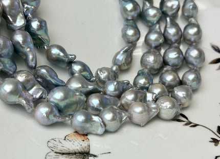 10x12-17 mm Gray Color With Pink Sheen Tear Drop Baroque Freshwater Pearl Beads High Luster Freshwater Baroque Pearls 29 Pieces #P3360