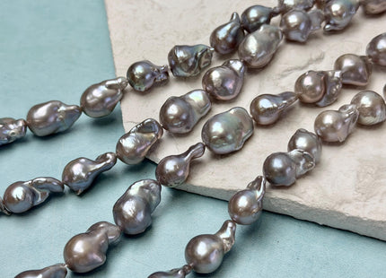 10x12-17 mm Gray Color With Pink Sheen Tear Drop Baroque Freshwater Pearl Beads High Luster Freshwater Baroque Pearls 29 Pieces #P3360
