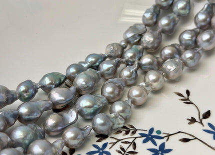 10x12-17 mm Gray Color With Pink Sheen Tear Drop Baroque Freshwater Pearl Beads High Luster Freshwater Baroque Pearls 29 Pieces #P3360