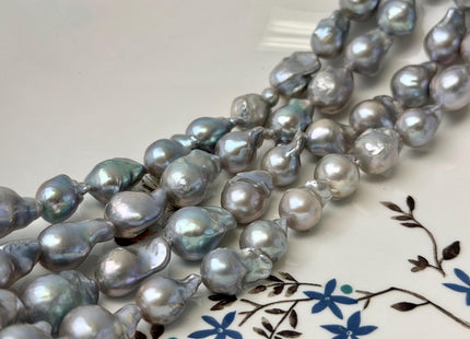 10x12-17 mm Gray Color With Pink Sheen Tear Drop Baroque Freshwater Pearl Beads High Luster Freshwater Baroque Pearls 29 Pieces #P3360