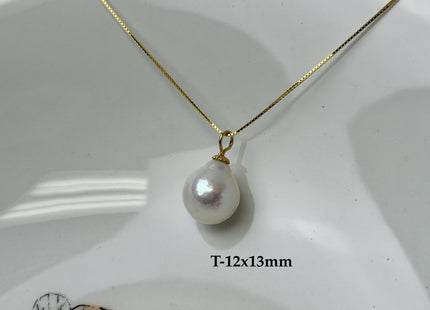 One-Of-A-Kind 11-25 mm Rare Natural White Baroque/Edison Pearl With .925 Sterling Silver/Gold Pendant #PD0010