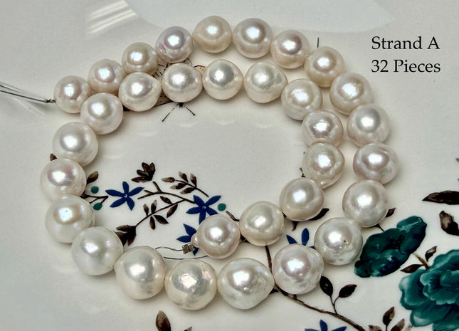 One-Of-A-Kind 10-13 mm Natural White AA Large Size Edison Baroque Freshwater Pearl Beads #P3353