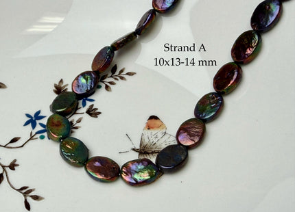 One-Of-A-Kind AAA Very Rare Peacock Freshwater Coin Pearl Oval Coin Pearls #P3354