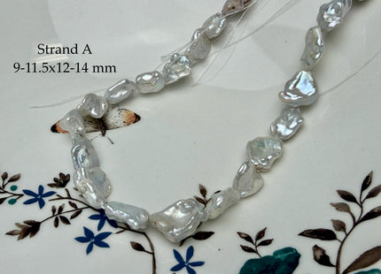 One-Of-A-Kind 8-11.5x12-14.5 mm Very Rare Natural White Freshwater Keshi Pearl High Luster Keshi Nugget Pearls #P3355