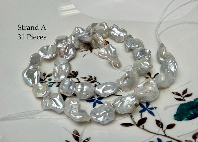 One-Of-A-Kind 8-11.5x12-14.5 mm Very Rare Natural White Freshwater Keshi Pearl High Luster Keshi Nugget Pearls #P3355