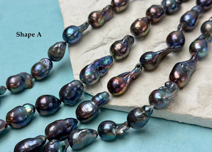 9-11x12-18 mm Potato or Teardrop Shape Rainbow Blue Peacock Large Baroque Freshwater Pearl Beads #P3359