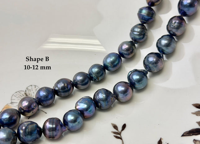 9-11x12-18 mm Potato or Teardrop Shape Rainbow Blue Peacock Large Baroque Freshwater Pearl Beads #P3359