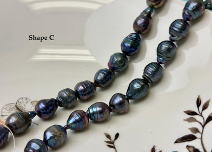 9-11x12-18 mm Potato or Teardrop Shape Rainbow Blue Peacock Large Baroque Freshwater Pearl Beads #P3359