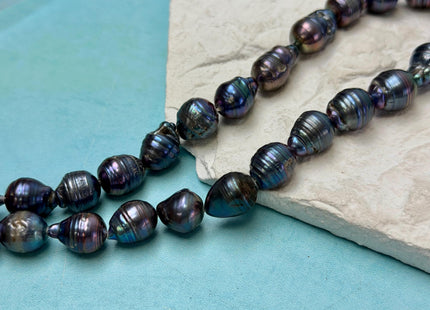 9-11x12-18 mm Potato or Teardrop Shape Rainbow Blue Peacock Large Baroque Freshwater Pearl Beads #P3359