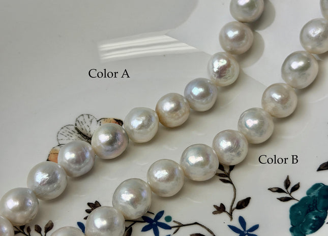 12-13 mm AAAA Half Strand Natural White Baroque Edison Pearl High Luster Pearl 8 Inches Strand 16 Beads #P3436