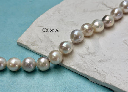 12-13 mm AAAA Half Strand Natural White Baroque Edison Pearl High Luster Pearl 8 Inches Strand 16 Beads #P3436