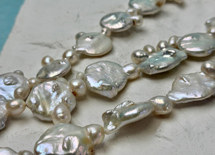 20-22 mm Natural White Flat Coin Freshwater Pearls 15.5 Inches Strand 15 Beads C Grade #P3440