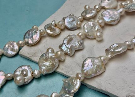 20-22 mm Natural White Flat Coin Freshwater Pearls 15.5 Inches Strand 15 Beads C Grade #P3440