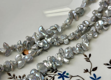 8-9x10-15 mm AAA Very Rare Gray Color Keshi Irregular Freshwater High Luster Pearl 16 Inches Strand #P3441