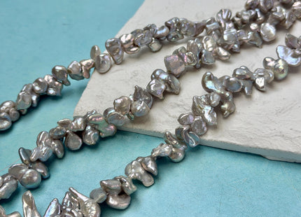 8-9x10-15 mm AAA Very Rare Gray Color Keshi Irregular Freshwater High Luster Pearl 16 Inches Strand #P3441