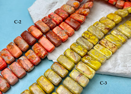 10x20 mm Double Drilled Impression Jasper Rectangle Shape Sea Sediment Jasper Beads Rainbow Pink Green Turquoise Blue Purple Color #4533