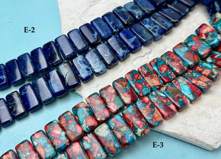 10x20 mm Double Drilled Impression Jasper Rectangle Shape Sea Sediment Jasper Beads Rainbow Pink Green Turquoise Blue Purple Color #4533