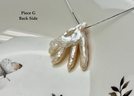 One-Of-A-Kind AAA Rare Natural White Pink Seaweed Chicken Feet Shape Top Drilled Pearl Beads High Luster Jumbo Size Pearl #P3416