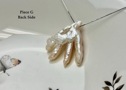 One-Of-A-Kind AAA Rare Natural White Pink Seaweed Chicken Feet Shape Top Drilled Pearl Beads High Luster Jumbo Size Pearl #P3416