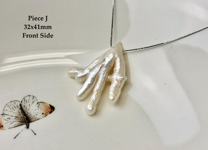 One-Of-A-Kind AAA Rare Natural White Pink Seaweed Chicken Feet Shape Top Drilled Pearl Beads High Luster Jumbo Size Pearl #P3416